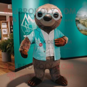 Teal Sloth mascotte kostuum...