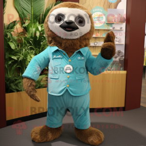 Teal Sloth mascotte kostuum...