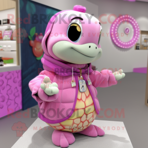 Pink Turtle maskot kostume...