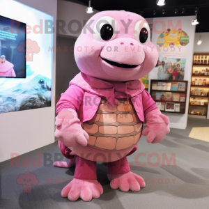 Pink Turtle maskot kostume...