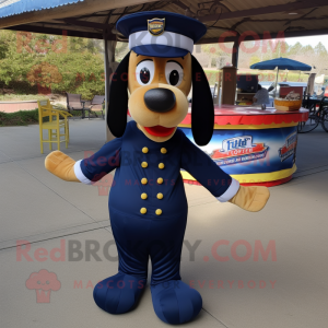 Navy Hot Dogs mascot costume character dressed with a Long Sleeve Tee and Bow ties