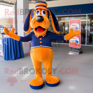 Navy Hot Dogs mascot costume character dressed with a Long Sleeve Tee and Bow ties