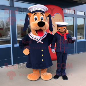 Navy Hot Dogs mascot costume character dressed with a Long Sleeve Tee and Bow ties