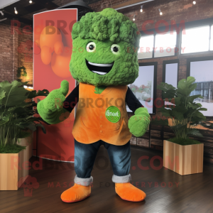 Rust Broccoli mascot costume character dressed with a Bootcut Jeans and Cufflinks