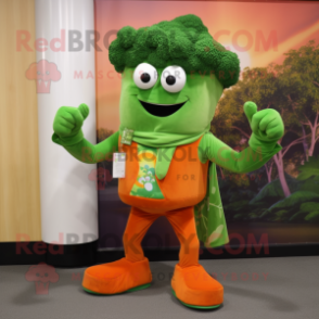 Rust Broccoli mascot costume character dressed with a Bootcut Jeans and Cufflinks