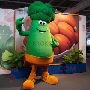 Rust Broccoli mascot costume character dressed with a Bootcut Jeans and Cufflinks