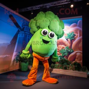 Rust Broccoli mascot costume character dressed with a Bootcut Jeans and Cufflinks