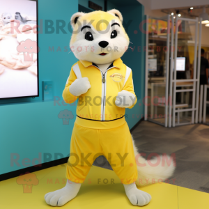 Yellow Ferret mascot costume character dressed with a Joggers and Cufflinks