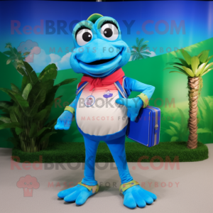 Blue Frog maskot kostume...