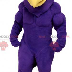 Mascote pássaro águia roxo e amarelo muito musculoso -