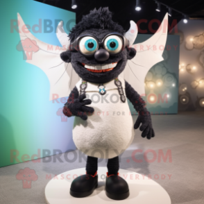 Black Tooth Fairy mascot costume character dressed with a Cardigan and Eyeglasses