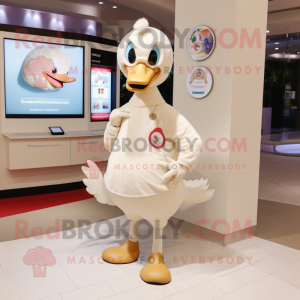 Beige Swans mascot costume character dressed with a Shorts and Coin purses