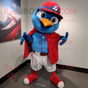 Red Blue Jay maskot kostume...