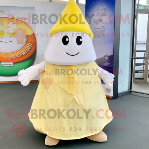 Cream Lemon mascot costume character dressed with a Wrap Skirt and Hats