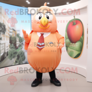 Peach Momentum mascot costume character dressed with a Suit Pants and Shawls