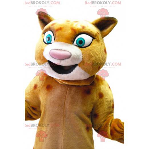Leopard maskot med et stort smil, Leopard kostyme -