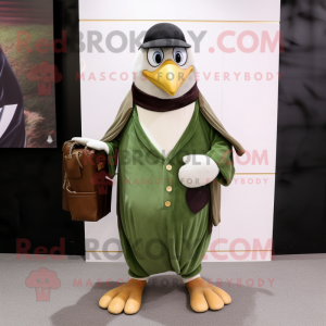 Olive Penguin maskot kostym...