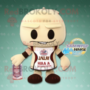 Beige Phone mascot costume character dressed with a One-Piece Swimsuit and Handbags