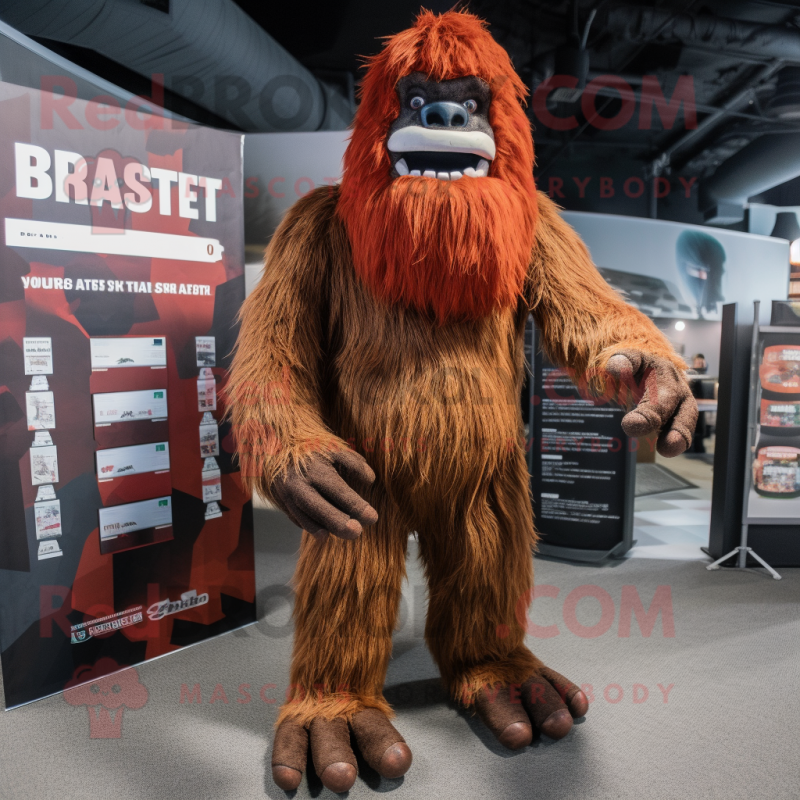 Rust Sasquatch mascot costume character dressed with a Leggings and Beanies Rust Sasquatch mascot costume character dressed with a Leggings and Beanies