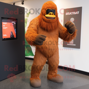Rust Sasquatch mascot costume character dressed with a Leggings and Beanies