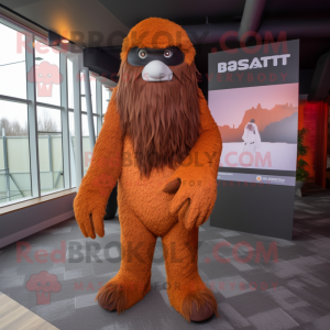 Rust Sasquatch mascot costume character dressed with a Leggings and Beanies