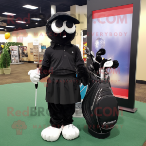 Black Golf Bag mascot costume character dressed with a Shorts and Scarves