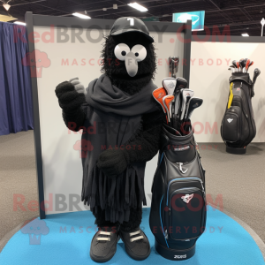 Black Golf Bag mascot costume character dressed with a Shorts and Scarves