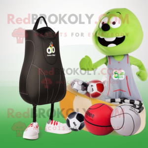 Olive Gumball Machine mascot costume character dressed with a One-Piece Swimsuit and Tote bags