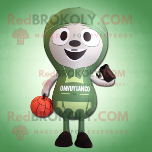 Olive Gumball Machine mascot costume character dressed with a One-Piece Swimsuit and Tote bags