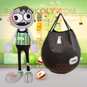 Olive Gumball Machine mascot costume character dressed with a One-Piece Swimsuit and Tote bags