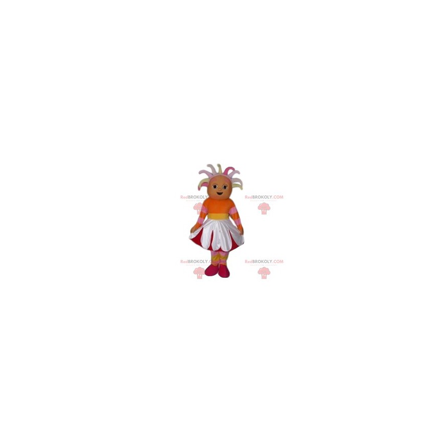 Kleine meisjesmascotte met een bloemkostuum - Redbrokoly.com