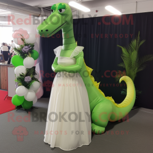 Limegrønn Diplodocus maskot...