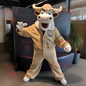 Beige Zebu maskot kostume...