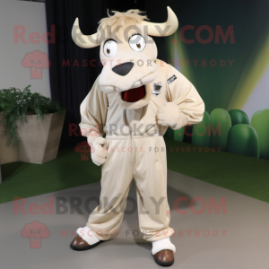 Beige Zebu maskot kostume...