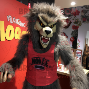 nan Werewolf mascot costume character dressed with a Tank Top and Hair clips