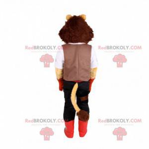 Lejonmaskot med byxor och en vit skjorta - Redbrokoly.com