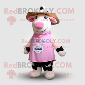 Peach Holstein Cow maskot...