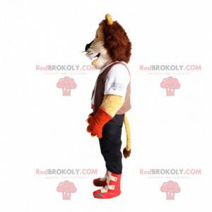 Lejonmaskot med byxor och en vit skjorta - Redbrokoly.com