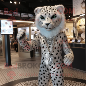 Sølv Leopard maskot kostume...