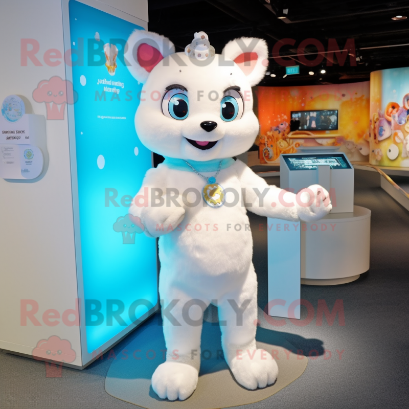 White Bracelet mascot costume character dressed with a Romper and Clutch bags White Bracelet mascot costume character dressed with a Romper and Clutch bags