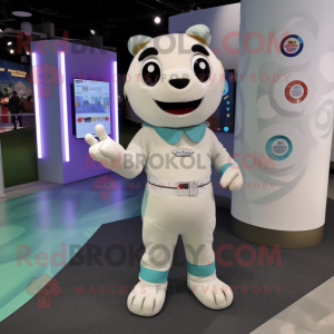 White Bracelet mascot costume character dressed with a Romper and Clutch bags