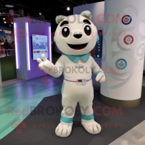 White Bracelet mascot costume character dressed with a Romper and Clutch bags
