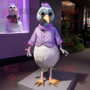 Lavender Quail mascot costume character dressed with a Jacket and Anklets