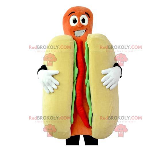 Mascot hot dog ketchup y mostaza. Disfraz de perro caliente -