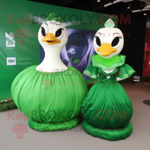Forest Green Swans mascot costume character dressed with a Ball Gown and Smartwatches
