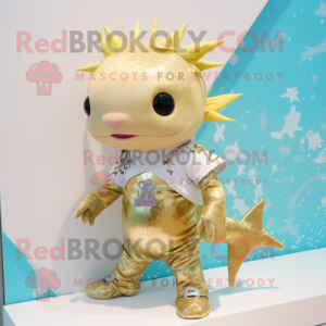 Goldene Axolotl Maskottchen...