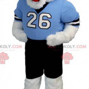 Teddy bear mascot in blue and black outfit - Redbrokoly.com