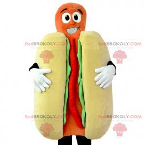 Mascotte de hot-dog ketchup et moutarde. Costume de hot-dog -