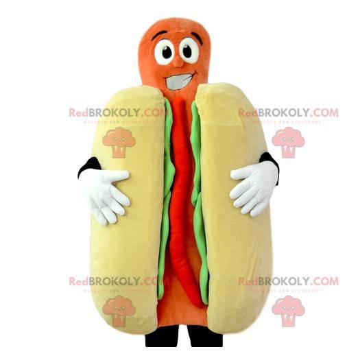 Mascotte de hot-dog ketchup et moutarde. Costume de hot-dog -