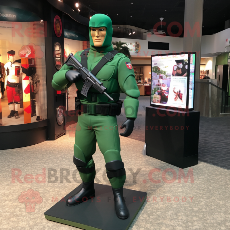 Green Gi Joe mascot costume character dressed with a V-Neck Tee and Cufflinks Green Gi Joe mascot costume character dressed with a V-Neck Tee and Cufflinks